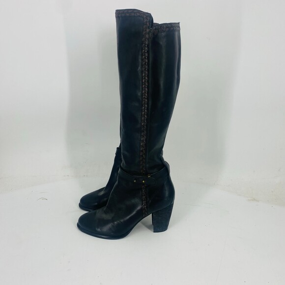 UGG Australia Shoes - Ugg Women's US Size 7 Black Leather Heeled Almond Toe Riding Boots 1005662